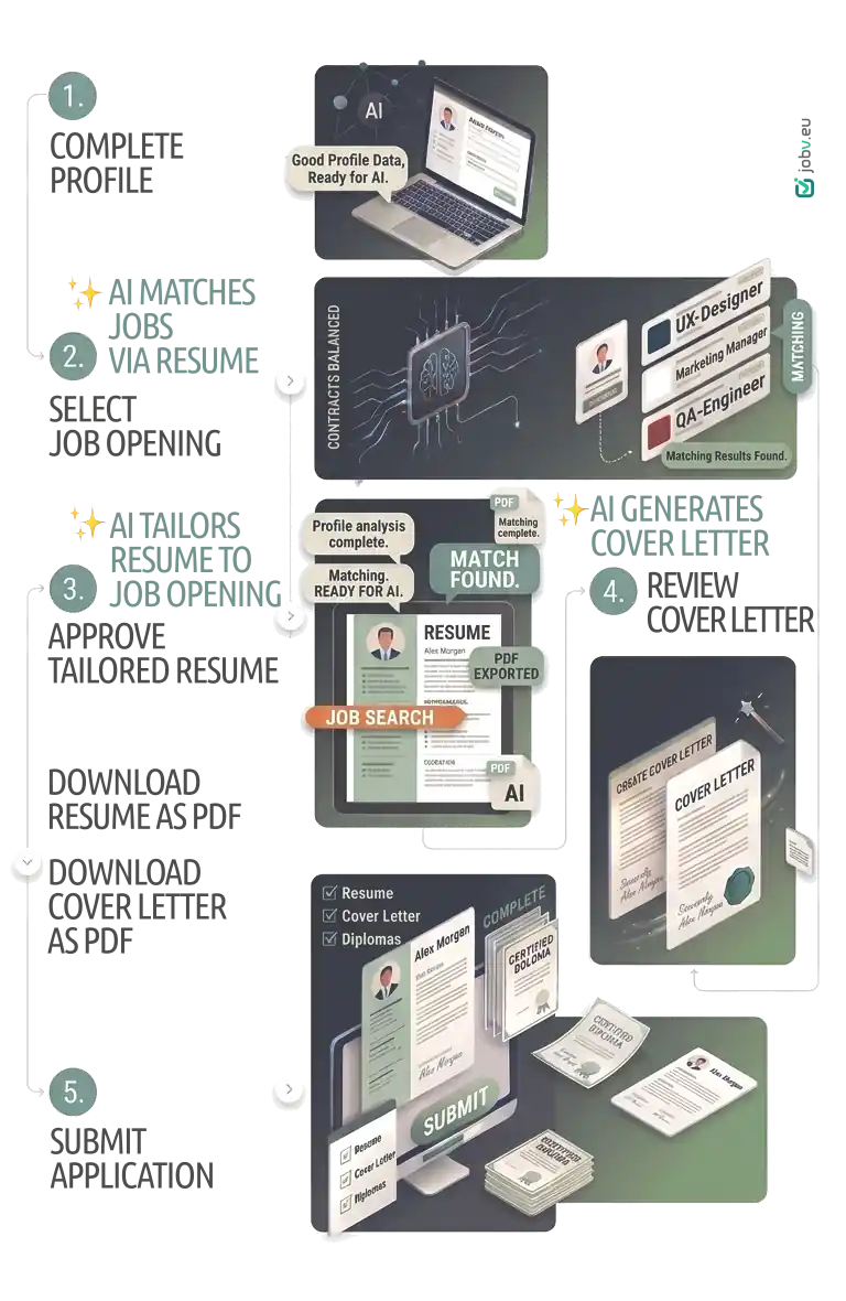 Job Search and Application Preparation with AI JOBV.EU